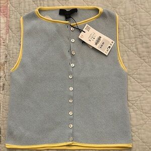 Zara Blue and Yellow Button-Up Top